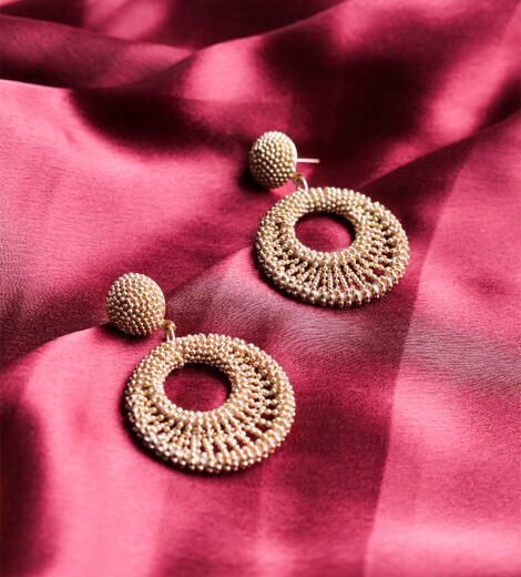 Crescent Golden Dangler Earrings