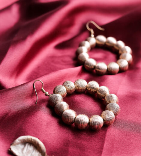 Minimalist Metal Ball Bronze Hoop Earrings