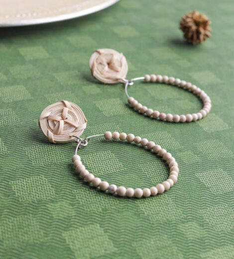 Exquisite Bamboo Beaded Hoop Earrings