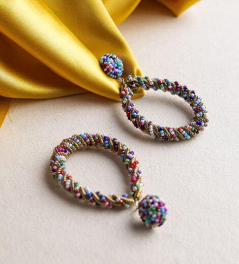 Beaded Teardrop Dangle Earrings