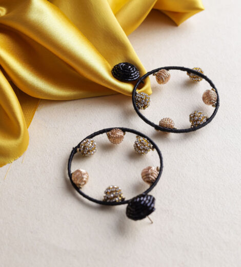 Fire Ball Minimalist Beaded Hoop Earrings