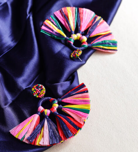 Multicolour Minimalist Tassel Beaded Dangle Earrings