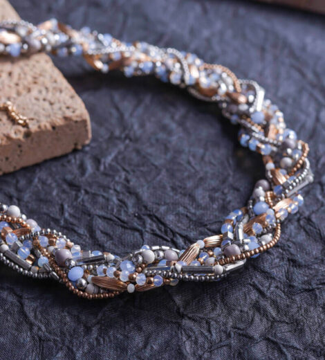 Grey Glass and Seed Beads Necklace