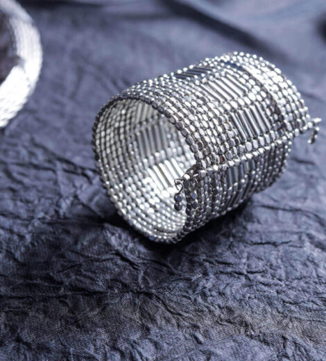 Silver Plated Metal Spiral Cuff Bracelet