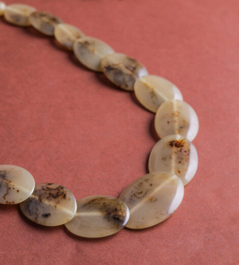 Brown Print Oval Resin Bead Necklace
