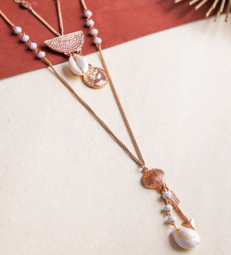 Multi Layer Bronze Cowrie Shell Necklace