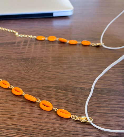 Orange Cowrie Shell Golden Multifunctional Chain
