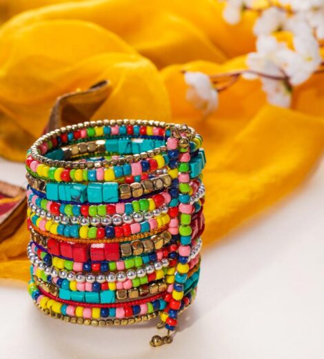 Bohemian Gypsy Soul Handmade Embellished Spiral Bracelet/Cuff