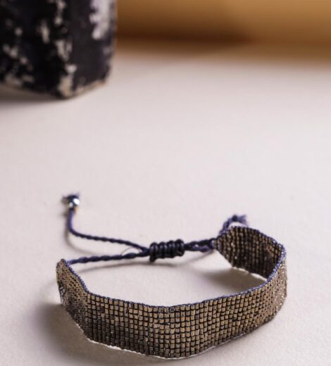 Miyuki Bugle Black Bead Handmade Weave Bracelet