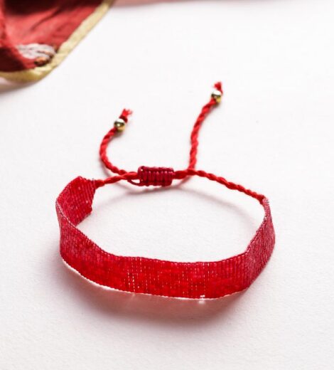 Miyuki Bugle Red Handmade Weave Bracelet