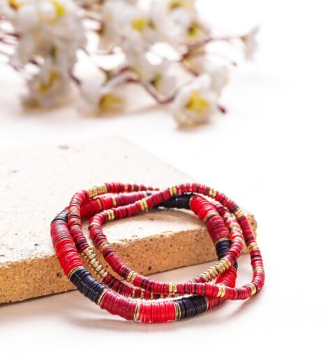 Stylish Rose Red Black Sequence Bracelet