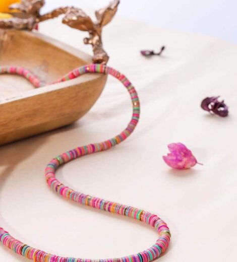 Elastic Handmade Pink Sequence Necklace