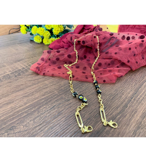 Multi Bead Leather Mask Chain