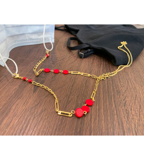 Red Bead Golden Multifunctional Chain