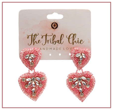 Embroidered Heart Earrings