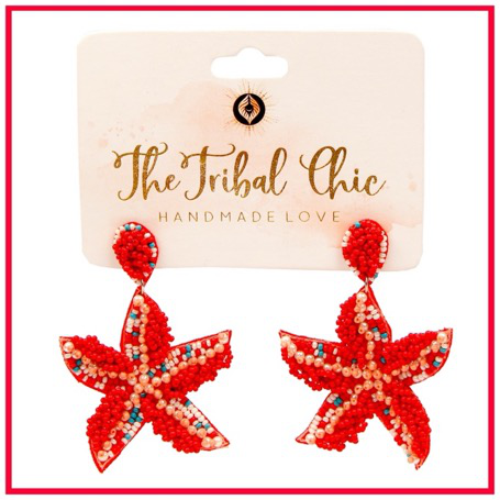 Red Starfish Earrings
